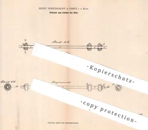 original Patent - Ernst Hoefinghoff , Essen / Ruhr , 1884 , Schlauch zum Löschen des Koks | Kohle , Brennstoff , Pech !!