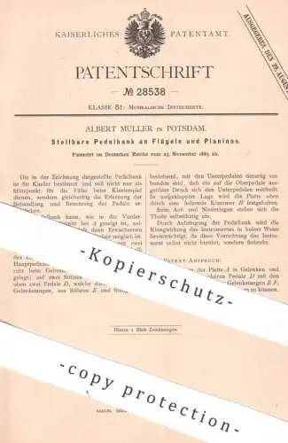 original Patent - Albert Müller , Potsdam , 1883 , Pedalbank am Flügel o. Pianino | Piano , Klavier , Musikinstrument !!