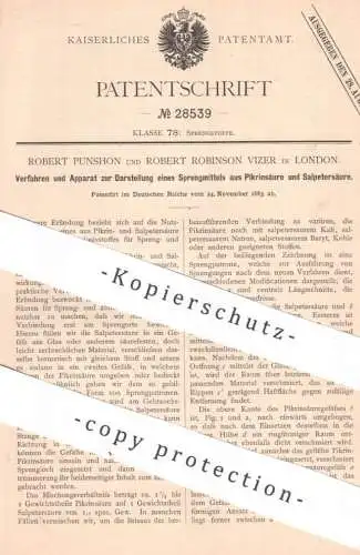 original Patent - Robert Punshon , Robert Robinson Vizer , London , England | 1883 | Sprengstoff aus Pikrin u. Salpeter