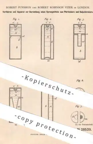 original Patent - Robert Punshon , Robert Robinson Vizer , London , England | 1883 | Sprengstoff aus Pikrin u. Salpeter