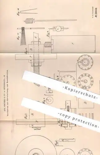 original Patent - Joh. Fischer & Co. Offenbach / Main , 1884 , Herstellung von Rundbürsten | Bürste , Bürsten , Pinsel