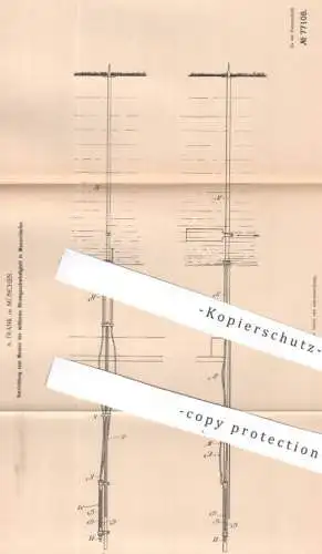 original Patent - A. Frank , München , 1894 , Stromgeschwindigkeit in Wasserlauf messen | Manometer , Wasser Wasserkraft