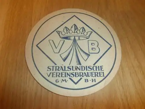 Stralsundische Vereinsbrauerei in Stralsund in Mecklenburg , Bier , Brauerei , Rügen , alter Bierdeckel , rar !!!