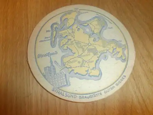 Stralsundische Vereinsbrauerei in Stralsund in Mecklenburg , Bier , Brauerei , Rügen , alter Bierdeckel , rar !!!