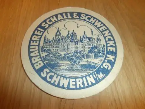 Schalle & Schwencke Bier , Brauerei in Schwerin i. Mecklenburg , alter Bierdeckel , rar !!!