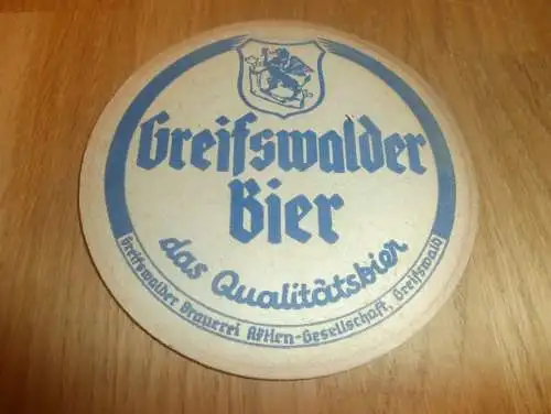 Greifswalder Bier , Brauerei Greifswald , alter Bierdeckel , rar , Mecklenburg !!!