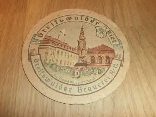 Greifswalder Bier , Brauerei Greifswald , alter Bierdeckel , rar , Mecklenburg !!!