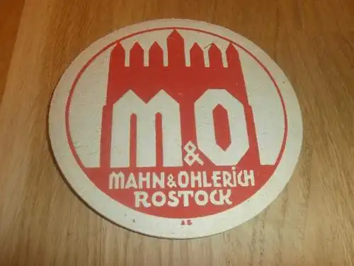 Mahn & Ohlerich , Brauerei Rostock , alter Bierdeckel , rar !!!