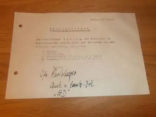 Volkssturm - Bescheinigung , Endkampf 5. April 1945 , Stahlhelmw , Panzerfäuste , Mäntel , Ausweis  !!!