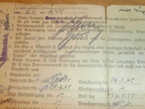 Sonderausweis , Endkampf März/ April 1945 , Ausweis Luftwaffe Festung PAK Waldbröl , Jerichow !!!