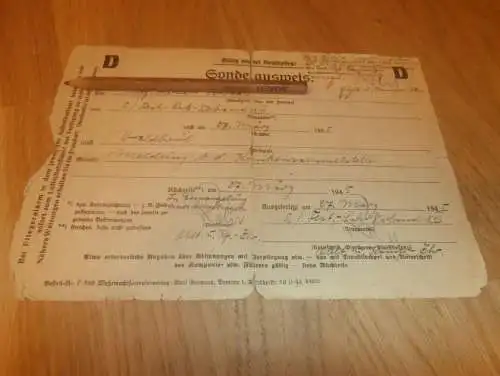 Sonderausweis , Endkampf März/ April 1945 , Ausweis Luftwaffe Festung PAK Waldbröl , Jerichow !!!