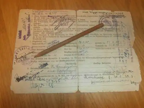 Sonderausweis , Endkampf März/ April 1945 , Ausweis Luftwaffe Festung PAK Waldbröl , Jerichow !!!