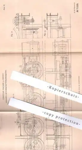 original Patent - Christian Hagans , Erfurt , 1892 , Lokomotive mit Treibachsengestell | Lok , Zug , Eisenbahn , Bahn