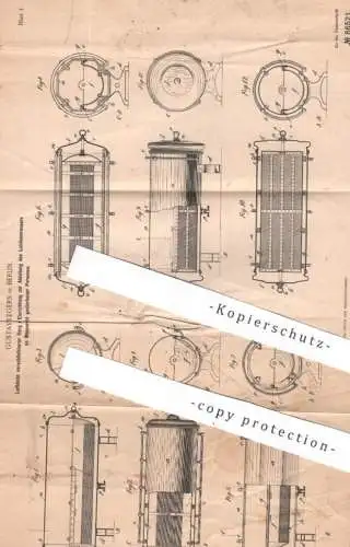 original Patent - Gustav Seegers , Berlin , 1894 , Luftdichter Sarg mit Ableitung von Leichenwasser | Särge | Bestattung