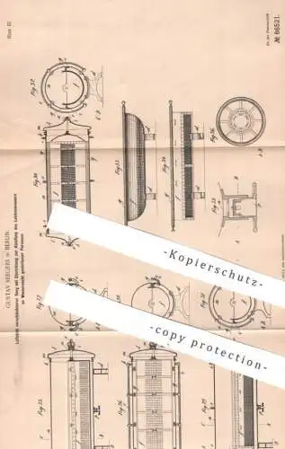 original Patent - Gustav Seegers , Berlin , 1894 , Luftdichter Sarg mit Ableitung von Leichenwasser | Särge | Bestattung