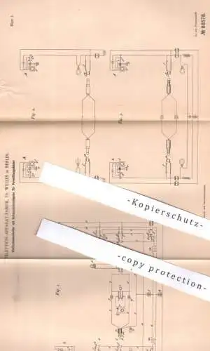 original Patent - Telephon Apparat Fabrik , Fr. Welles , Berlin , 1895 , Telefon - Schaltung | Fernsprecher , Strom