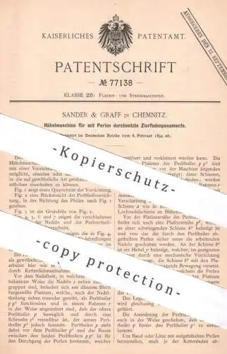 original Patent - Sander & Graff , Chemnitz , 1894 , Häkelmaschine | Perlen , Nähen , Nähmaschine , Schneiderei , Häkeln