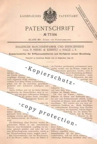 original Patent - Hallesche Maschinenfabrik & Eisengießerei / R. Riedel & Kemnitz , Halle / Saale | Diffusionsbatterie