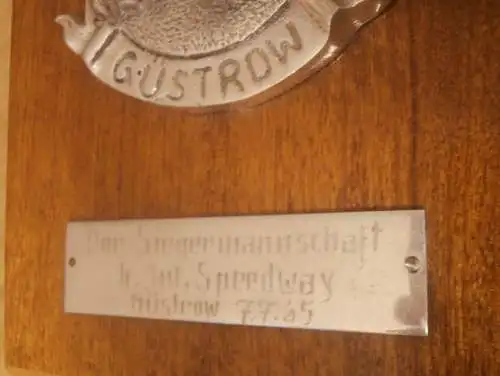 Plakette / Siegerpreis 7.Juli 1965 , int. Speedway Güstrow , ADMV , DDR , Motorsport , Rennsport !!