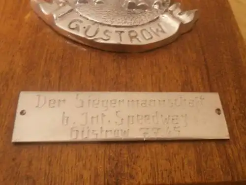 Plakette / Siegerpreis 7.Juli 1965 , int. Speedway Güstrow , ADMV , DDR , Motorsport , Rennsport !!