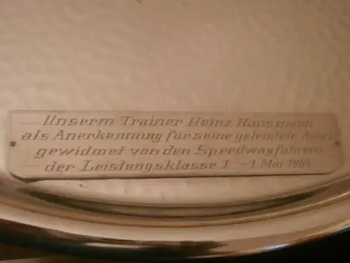 1.Mai 1964 - Ehrenschale für Speedway Trainer Heinz Hausmann , Güstrow , ADMV , DDR , Motorsport , Rennsport !!