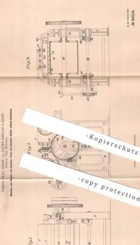 original Patent - Samuel Holt Sharp , Lucien Marcan , Leeds , York , England | 1895 | Mustern von Gewebe , Filz , Stoff