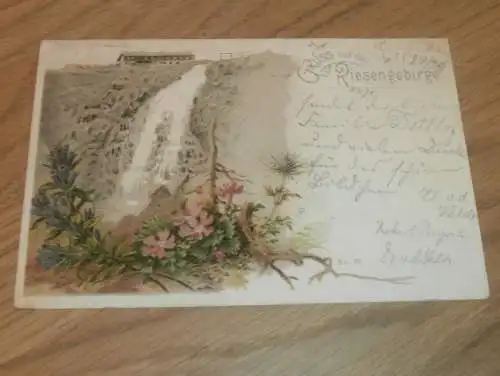 alte AK - Riesengebirge / Elbefall , 1898 , Ansichtskarte !!!