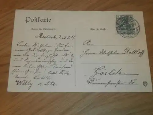 alte AK - Rostock , 1907 , Petrikirche und Petritor , Ansichtskarte !!!