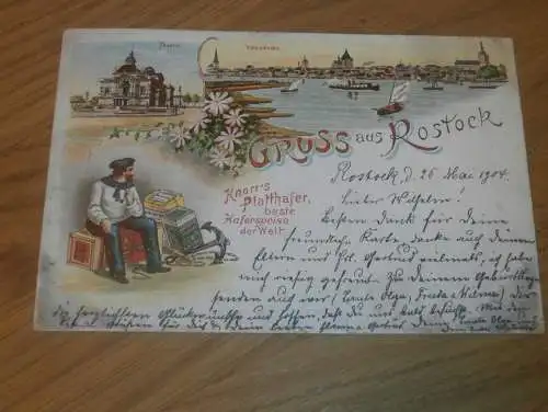 alte AK - Rostock , 1904 , Litho , Stempel , Ansichtskarte !!!