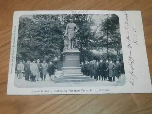 alte AK - Rostock , 1901 , Denkmal von Friedrich Franz III. , Ansichtskarte !!!