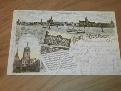 alte AK - Rostock , 1900 , Litho , Ansichtskarte !!!