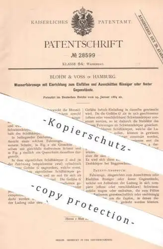 original Patent - Blohm & Voss , Hamburg , 1884 , Wasserfahrzeug | Wasser - Fahrzeug | Schwimmkörper | Werft , Werften