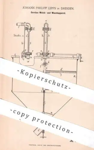 original Patent - Johann Philipp Lipps , Dresden , 1893 , Gersten-Weich- u. Waschapparat | Gerste , Brauerei , Bier
