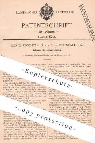 original Patent - Dick & Kirschten GmbH , Offenbach / Main | 1900 | Sicherung für Achsverschluss | Achse , Achsen , Bahn