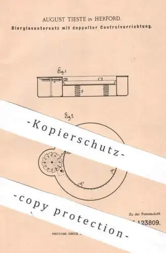 original Patent - August Tieste , Herford , 1900 , Bierglasuntersatz | Bierglas - Untersatz | Bier , Gastronomie !!
