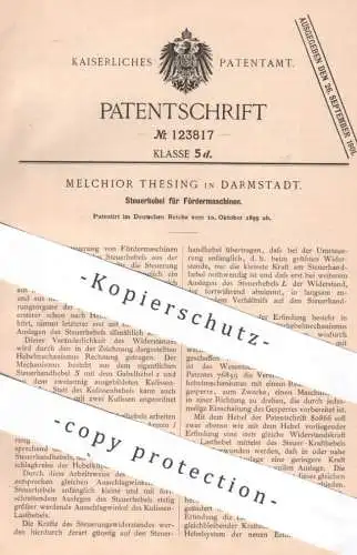 original Patent - Melchior Thesing , Darmstadt , 1899 , Steuerhebel für Fördermaschinen | Hebezeug , Förderung , Hebel