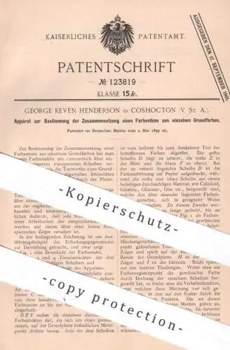 original Patent - George Keven Henderson , Coshocton , USA | 1899 | Farbton - Zusammensetzung aus einzelnen Grundfarben