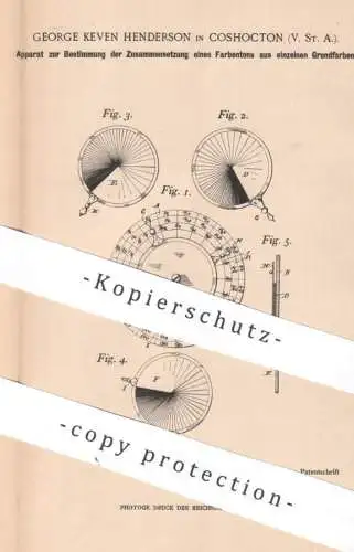 original Patent - George Keven Henderson , Coshocton , USA | 1899 | Farbton - Zusammensetzung aus einzelnen Grundfarben