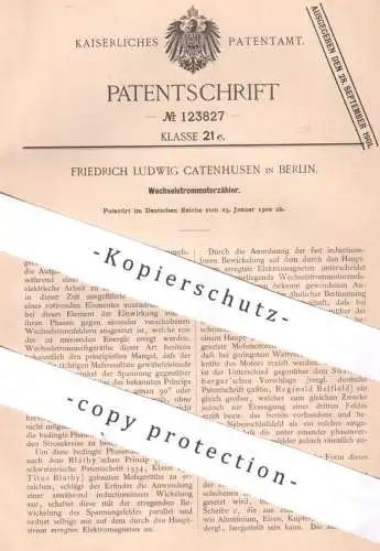 original Patent - Friedrich Ludwig Catenhusen , Berlin , 1900 , Wechselstrommotorzähler | Strom , Stromzähler | Bláthy