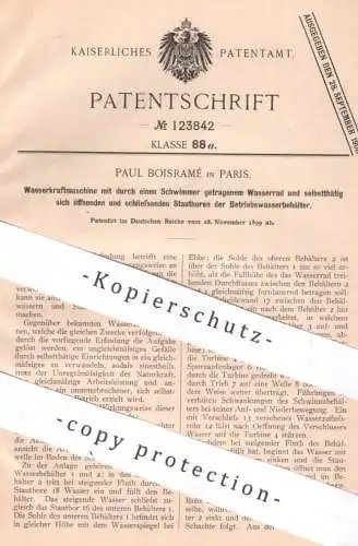 original Patent - Paul Boisramé , Paris Frankreich , 1899 , Wasserkraftmaschine | Wasserkraft , Wasserrad , Wassermühle