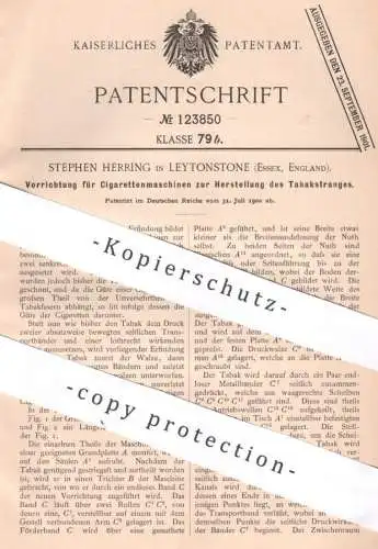 original Patent - Stephen Herring , Leytonstone , Essex , England , 1900 , Zigarettenmaschinen | Tabak | Zigaretten