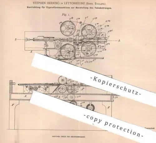 original Patent - Stephen Herring , Leytonstone , Essex , England , 1900 , Zigarettenmaschinen | Tabak | Zigaretten