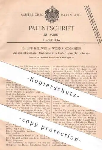 original Patent - Philipp Hellwig , Worms / Hochheim , 1900 , Marktschirm / Satteldach | Sonnenschirm , Schirm , Dach !