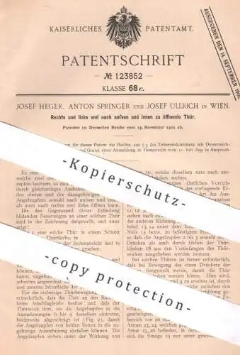 original Patent - Josef Heger , Anton Springer , Josef Ullrich , Wien , Österreich , 1900 , Tür , Türen , Schlosserei