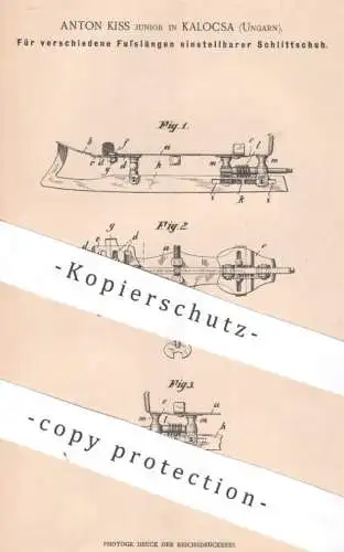 original Patent - Anton Kiss , Kalocsa , Ungarn , 1900 ,  größenverstellbarer Schlittschuh | Schlittschuhe , Wintersport