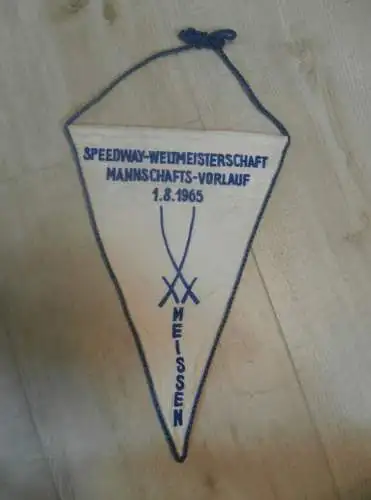 großer Wimpel Speedway Weltmeisterschaft Meissen 1.8.1965 , gestickt , ADMV , DDR , Motorsport , Rennsport !!!