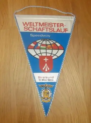 Wimpel Speedway Weltmeisterschaft Stralsund 11.5.1969 , FIM , ADMV , Motorsport , Rennsport !!!