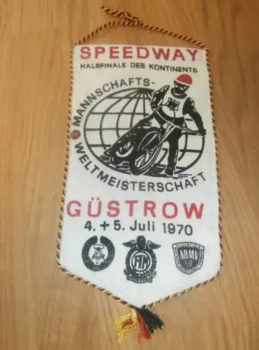 Wimpel Speedway Weltmeisterschaft Güstrow , 5.7.1970 , FIM , ADMV , Motorsport , Rennsport !!!