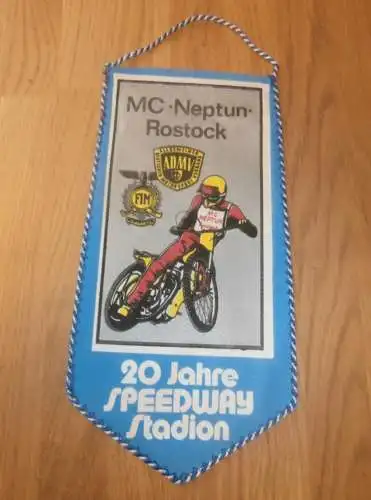 Wimpel , MC Neptun Rostock , 20 Jahre Speedway Stadion , ADMV , DDR , Motorsport , Rennsport !!!