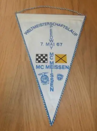 Wimpel Speedway Meissen 7.5.1967 , Weltmeisterschaft , 10 Jahre ADMV , DDR , Motorsport , Rennsport !!!